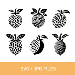 jack fruit set silhouette design vector art illustration