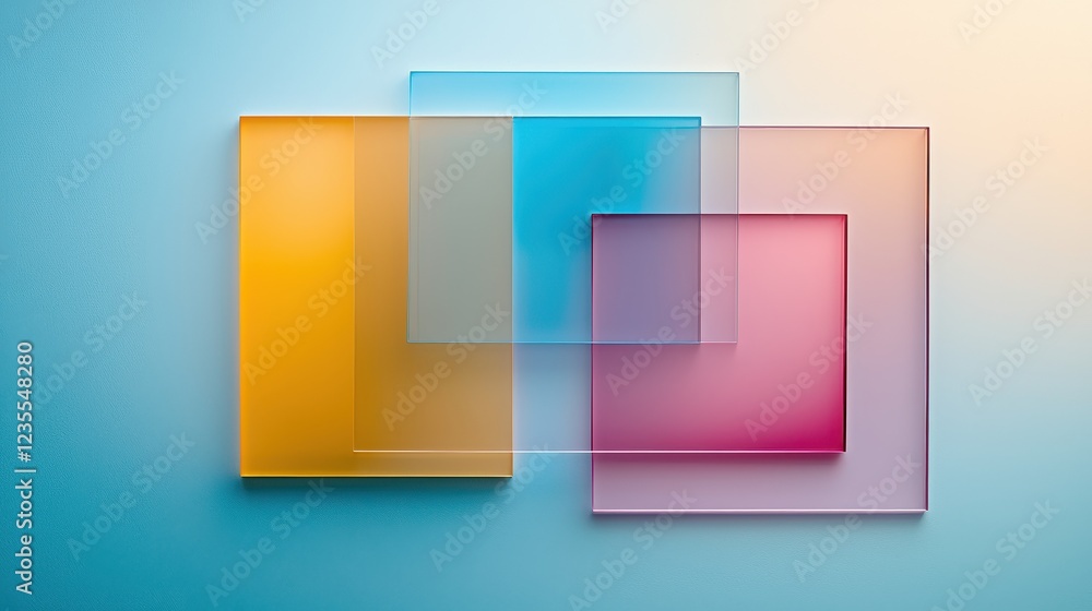 Poster a bold composition of overlapping translucent color gels creating layered hues.