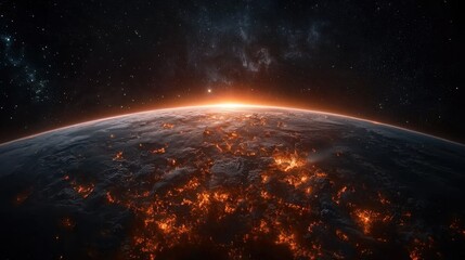 Obraz premium Orbiting planet in space galaxy view stunning celestial scene