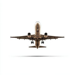 Airplane in Flight on Light Background Minimalist View