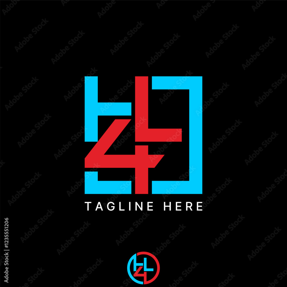 Poster logo design graphic concept creative premium vector stock image graphic initial hl4 h4l line square 