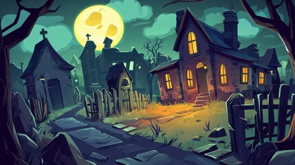 Haunted House on a Dark Halloween Night