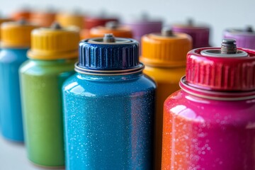 Captivating Close-up: Shimmering Metallic Spray Paint Can Under the Spotlight