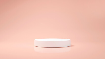 Pastel pink podium with podium on pink background. For displaying products, cute products, fashion or beauty products. in the online product market