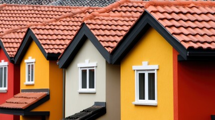 Fototapeta premium Colorful Row of Houses with Terracotta Roofs