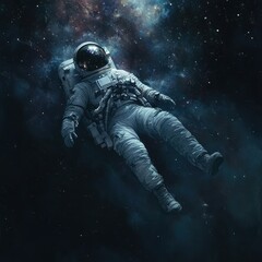 Astronaut adrift in the vast expanse of space