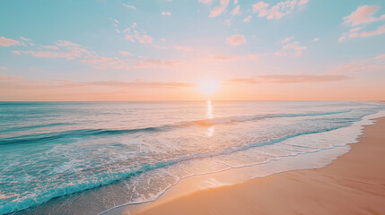 Obraz premium Waves gently lapping on the beach at sunset