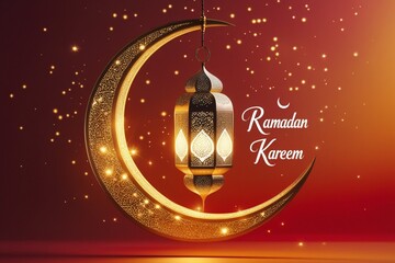 ramadan kareem greeting card, arabic style lantern with lights background. ramadan mubarak.