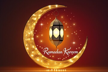 ramadan kareem greeting card, arabic style lantern with lights background. ramadan mubarak.