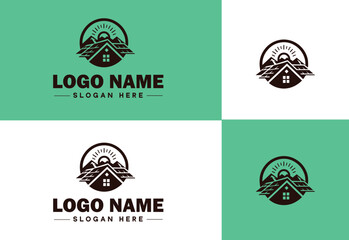 Roofing Company icon Roofing contractor Roofing service Roofing business flat logo sign symbol editable vector