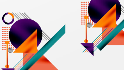 Circles, triangles, squares, rings and lines with shadow effect