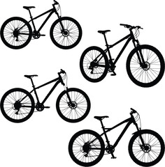 Silhouette mountain bike. Vector illustration of black logo icon mountain bike isolated on a white background. Black silhouette icon bicycle side view, profile.