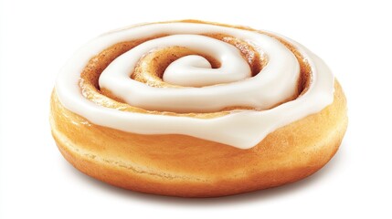 Fototapeta premium Sweet cinnamon roll, glazed pastry, bakery, white background, food photography, menu