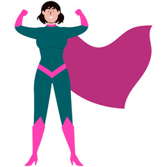 Woman Superhero Character. Flat Cartoon Vector Illustration