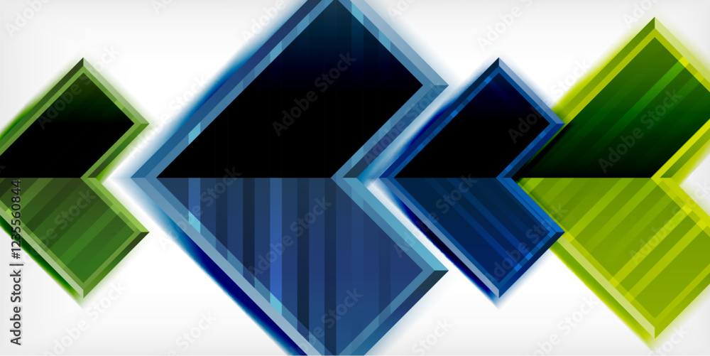Poster Arrow symbols created with 3d effects and line texture geometric abstract background