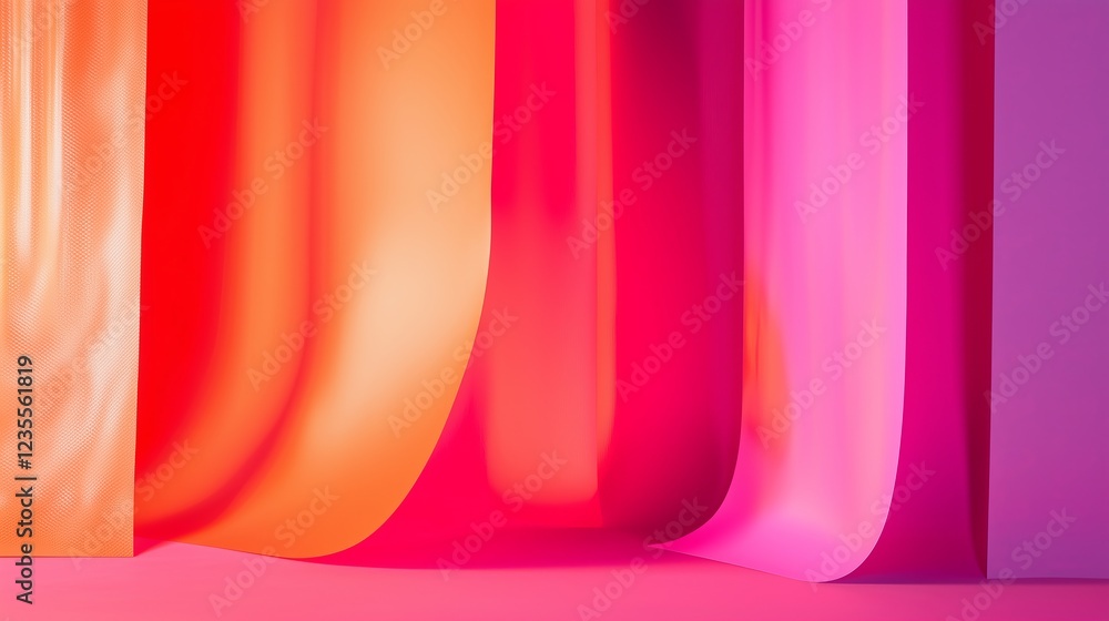 Poster fuchsia and orange gradient transition with soft curves and lines