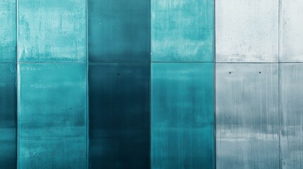 Metallic Cyan Gradient Wall Panels Transitioning to Grey Hues