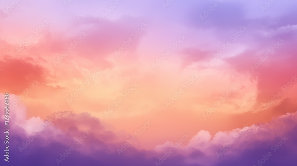 Poster soft pink celestial sunset gradient with merging colors in sky