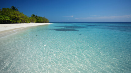 Tropical beach, clear water, white sand