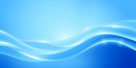 Fototapeta premium Abstract blue waves, fluid dynamic curves, light cyan highlights, smooth gradients, aquatic theme, digital art, soft flowing lines, underwater ambiance, tranquil atmosphere, ethereal background, minim