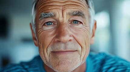 Close-up Portrait of a Senior Man with a Serene Expression