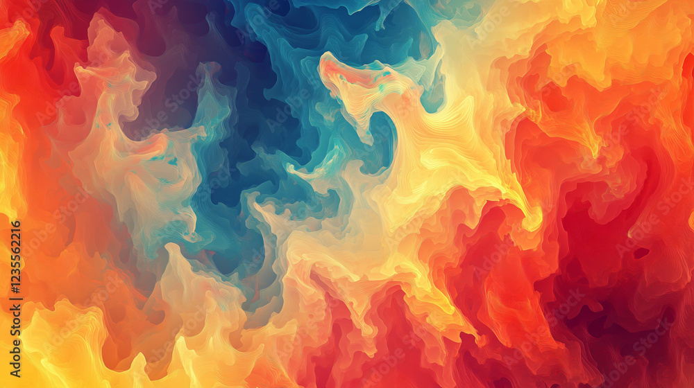 Poster intricate colors blend in an innovative abstract design, creating a stunning visual composition. gen
