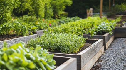 A sustainable urban community garden with vertical farming structures, Urban agriculture scene, Green style