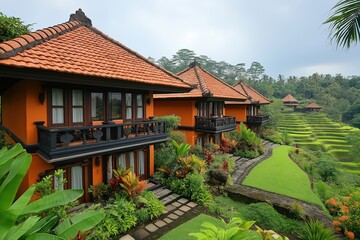 Beautiful villas surrounded by lush greenery in Ubud, Bali create a serene getaway