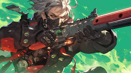 anime character military training combat