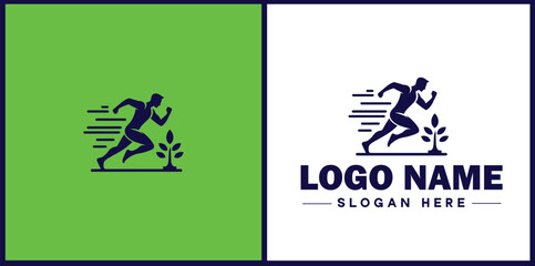 Running Club icon Jogging group Athletics club Running association flat logo sign symbol editable vector