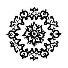 Black Ornamental Mandala design on white background