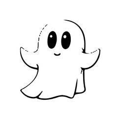 Cute Spooky Ghost Cartoon Character Illustration