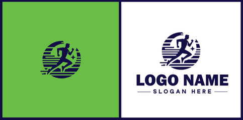 Running Club icon Jogging group Athletics club Running association flat logo sign symbol editable vector