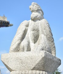 Old stone statue of a bird at a temple in Seoul, South Korea
