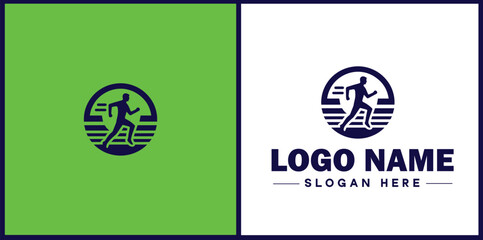 Running Club icon Jogging group Athletics club Running association flat logo sign symbol editable vector