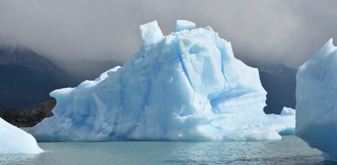 A beautiful blue iceberg on Lago Argentino in Patagonia, Argentina