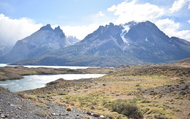 View of Torres Del Paine on a clear day in Chile
