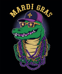 Mardi Gras Alligator T Shirt Design