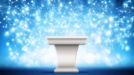 Podium Presentation, Network, Blue, Stage, Light, Abstract, Conference, Technology, Background, Digital