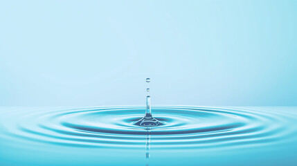 Water drops fall on the water surface and instantly form ripples and splashes