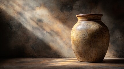 Sunlit Ceramic Jar Studio Still Life