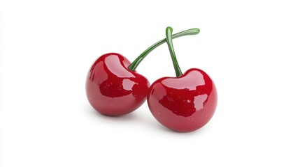 Two Red Cherries on White Background