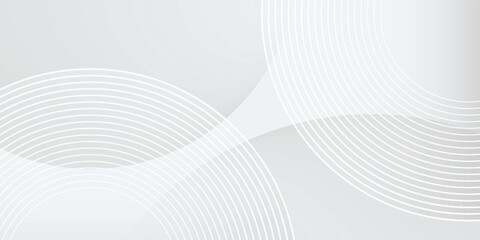 Fototapeta premium Abstract white glowing geometric lines on gray background. Modern shiny blue circle lines pattern. Futuristic technology concept. Suit for cover, poster, banner, brochure, header, website