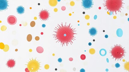 Infection flat design top view immune system on white background.