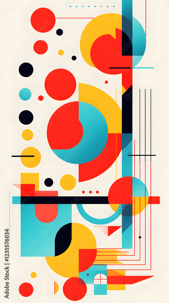 Poster digital abstract flat color block geometric pattern graphic poster background