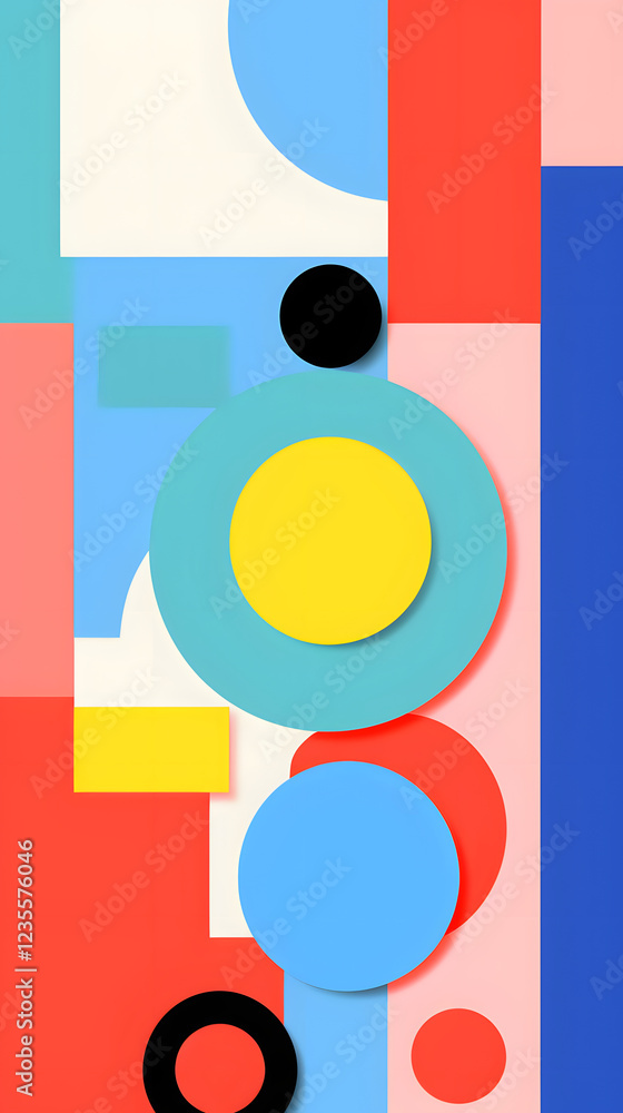 Poster digital abstract flat color block geometric pattern graphic poster background