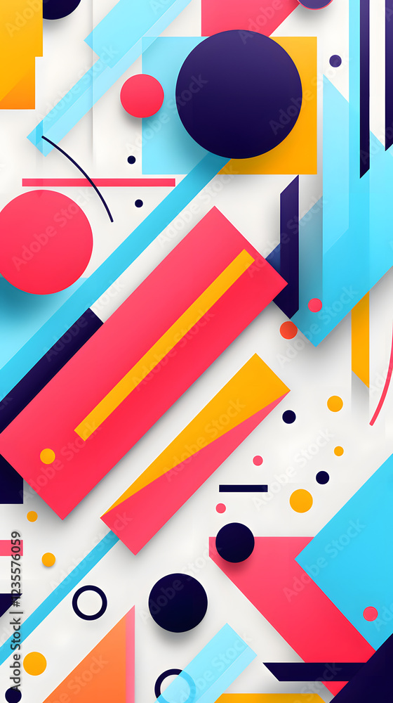 Poster digital abstract flat color block geometric pattern graphic poster background