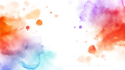 Colorful watercolor splashes on white background, abstract design, perfect for website banners or social media