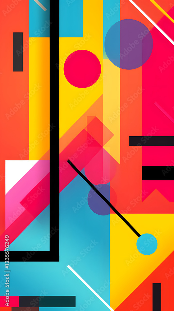 Poster digital abstract flat color block geometric pattern graphic poster background