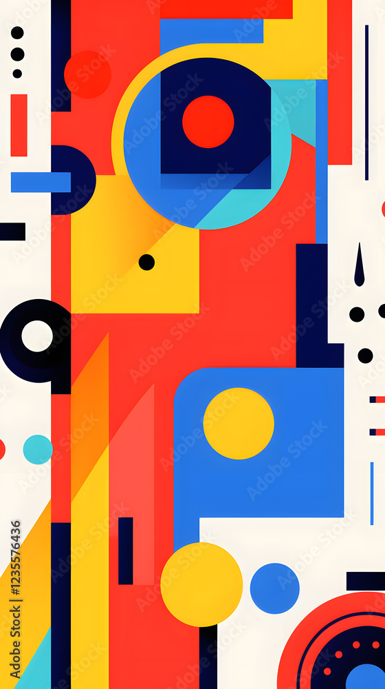 Poster digital abstract flat color block geometric pattern graphic poster background